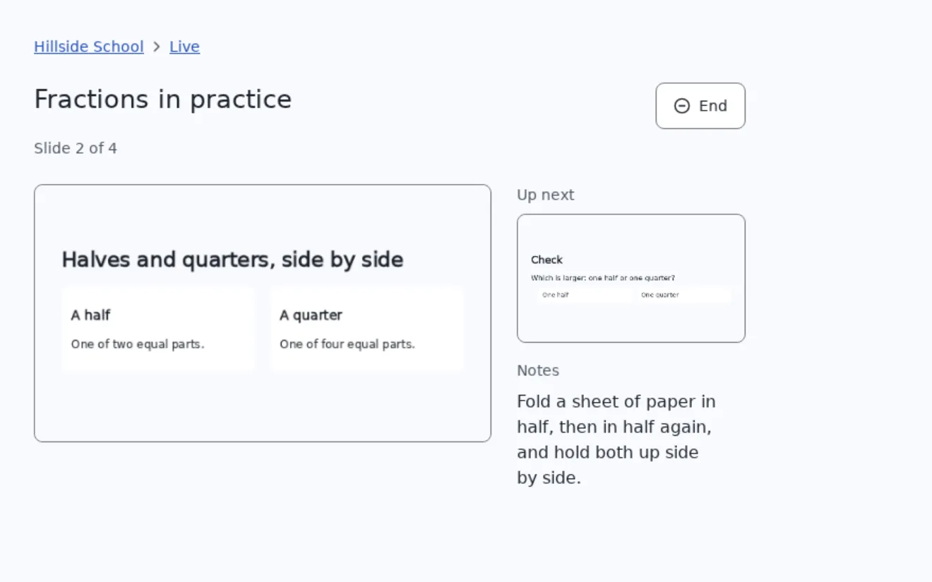 Screenshot: Slide deck drafted from the approved lesson